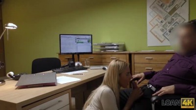 Naughty Babe Gifts Her Shaved Pussy to the Agent