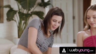 Kinky Brunette Stops Her Neighbor's Solo Play for a Steamy Fuck Session