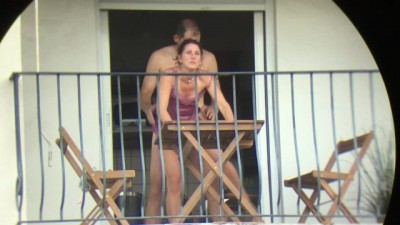 The Neighbor Gets Fucked from all Sides on the Balcony