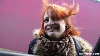 Anorexic Street Whore Shoves Meat in her Mouth for Cash
