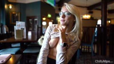 Flashing Tits & Masturbating in British Pub