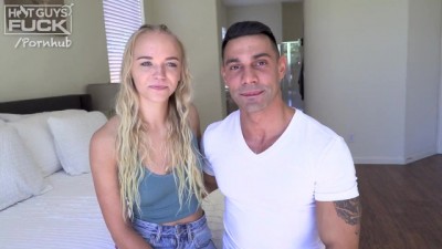 New Blonde Babe Chanel Loves the Huge Uncut Cock on Hungarian Hunk Marcos