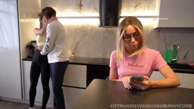 Stepmom Drinking Tea while we having Passionate Sex behind Her