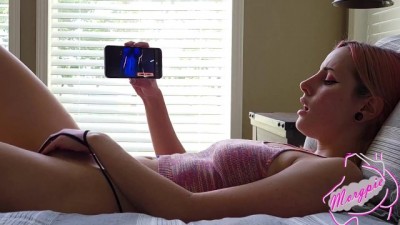 Horny Girl Stuffs herself with Fingers and Toys while Watching Porn