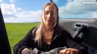Best sloppy deepthroat blowjob in car in the middle of a field