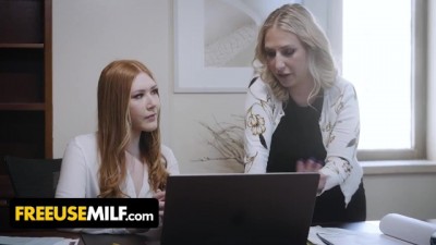 Submissive Milfs With Huge Tits Bend Over The Desk For Their Boss To Pound Them
