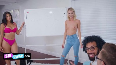 Marvelous Young Girlfriends Swap Their Nerdy Looking Stepbrothers (+18)