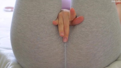 CLOSE UP, TEEN STUDENT IN LEGGINGS LOVES CUMS