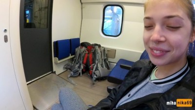 Real Public Blowjob in the Train | POV Oral Creampie