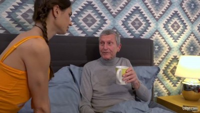 This fucking cute pussy is inserted with his dick by this ancient man.