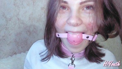 Bound Russian Babe Gags on Monster Cock